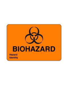 Hazard Label (Paper, Permanent) Biohazardhazard  3"x2" Fluorescent Orange - 500 Labels per Roll