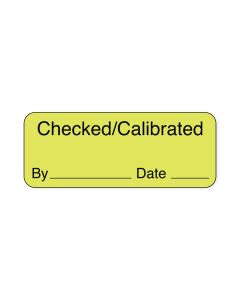 Lab Communication Label (Paper, Permanent) Checked/calibrated By  2 1/4"x7/8" Fluorescent Yellow - 1000 per Roll