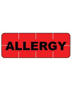 Alert Bands® Label Poly "Allergy" Pre-printed, State Standardization 0.6875x1/4 Red - 250 per Qty Based Roll