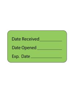 Lab Communication Label (Paper, Permanent) Date Received  1 5/8"x7/8" Fluorescent Green - 1000 per Roll