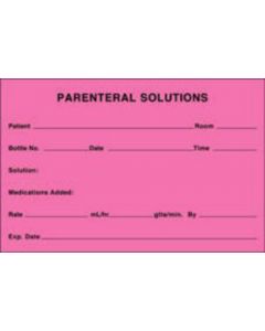 Label Paper Permanent Parenteral Solutions 3" Core 4" x 2 5/8", Fl. Pink, 500 per Roll