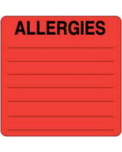 Label Paper Permanent Allergies  2 1/2"x2 1/2" Red 500 per Roll