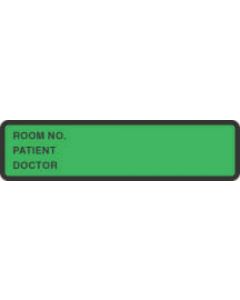 Binder/Chart Label Paper Removable Room No. Patient 5 3/8" x 1 3/8" Dark Green 500 per Roll