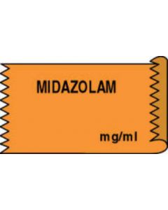 Anesthesia Tape (Removable) Midazolam mg/ml 1/2" x 500" - 333 Imprints - Orange - 500 Inches per Roll