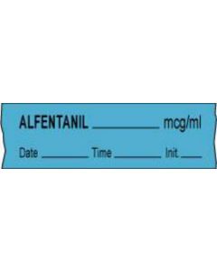 Anesthesia Tape with Date, Time & Initial (Removable) Alfentanil_ mcg/ml 1/2" x 500" - 333 Imprints - Blue - 500 Inches per Roll