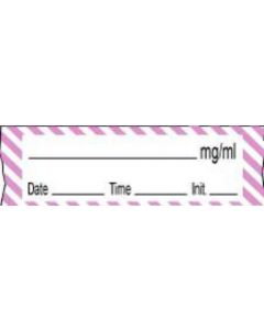 Anesthesia Tape with Date, Time & Initial (Removable) mg/ml 1/2" x 500" - 333 Imprints - White with Violet - 500 Inches per Roll