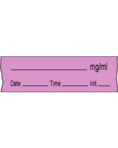 Anesthesia Tape with Date, Time & Initial (Removable) mg/ml 1/2" x 500" - 333 Imprints - Violet - 500 Inches per Roll