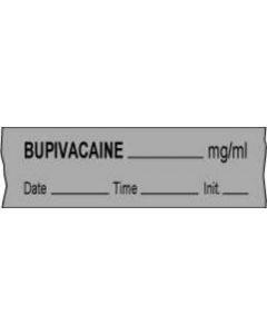 Anesthesia Tape with Date, Time & Initial (Removable) Bupivacaine mg/ml 1/2" x 500" - 333 Imprints - Gray - 500 Inches per Roll