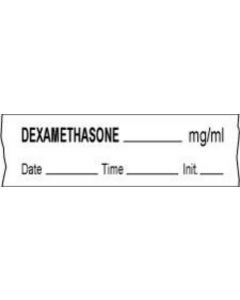 Anesthesia Tape with Date, Time & Initial (Removable) Dexamethasone mg/ml 1/2" x 500" - 333 Imprints - White - 500 Inches per Roll