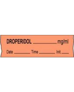 Anesthesia Tape with Date, Time & Initial (Removable) Droperidol mg/ml 1/2" x 500" - 333 Imprints - Salmon - 500 Inches per Roll