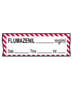 Anesthesia Tape with Date, Time & Initial (Removable) Flumazenil mg/ml 1/2" x 500" - 333 Imprints - White with Fluorescent Red - 500 Inches per Roll