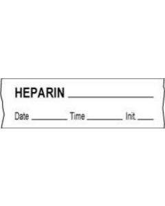 Anesthesia Tape with Date, Time & Initial (Removable) Heparin 1/2" x 500" - 333 Imprints - White - 500 Inches per Roll