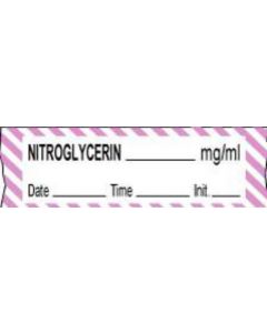 Anesthesia Tape with Date, Time & Initial (Removable) Nitroglycerin mg/ml 1/2" x 500" - 333 Imprints - White with Violet - 500 Inches per Roll