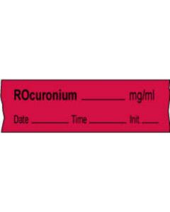 Anesthesia Tape with Date, Time & Initial | Tall-Man Lettering (Removable) Rocuronium mg/ml 1/2" x 500" - 333 Imprints - Fluorescent Red - 500 Inches per Roll