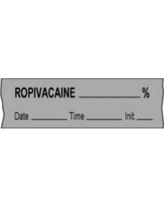 Anesthesia Tape with Date, Time & Initial (Removable) Ropivacaine % 1/2" x 500" - 333 Imprints - Gray - 500 Inches per Roll