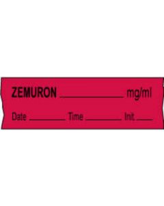 Anesthesia Tape with Date, Time & Initial (Removable) Zemuron mg/ml 1/2" x 500" - 333 Imprints - Fluorescent Red - 500 Inches per Roll