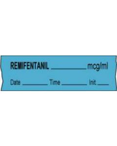 Anesthesia Tape with Date, Time & Initial (Removable) Remifentanil mcg/ml 1/2" x 500" - 333 Imprints - Blue - 500 Inches per Roll