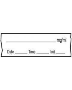 Anesthesia Tape with Date, Time & Initial (Removable) mg/ml 1/2" x 500" - 333 Imprints - White - 500 Inches per Roll