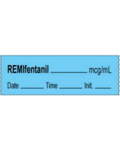 Anesthesia Tape with Date, Time & Initial | Tall-Man Lettering (Removable) Remifentanil mcg/ml 1/2" x 500" - 333 Imprints - Blue - 500 Inches per Roll