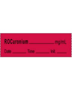 Anesthesia Tape with Date, Time & Initial | Tall-Man Lettering (Removable) Rocuronium mg/ml 1/2" x 500" - 333 Imprints - Fluorescent Red - 500 Inches per Roll