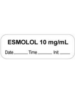 Anesthesia Label with Date, Time & Initial (Paper, Permanent) "Esmolol 10 mg/ml" 1 1/2" x 1/2" White - 1000 per Roll