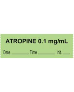 Anesthesia Tape with Date, Time & Initial (Removable) "Atropine 0.1 mg/ml" 1/2" x 500" Green - 333 Imprints - 500 Inches per Roll