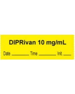 Anesthesia Tape with Date, Time & Initial | Tall-Man Lettering (Removable) "Diprivan 10 mg/ml" 1/2" x 500" Yellow - 333 Imprints - 500 Inches per Roll