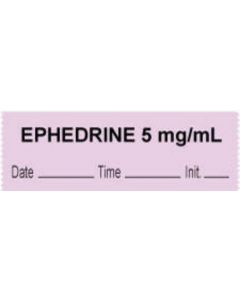 Anesthesia Tape with Date, Time & Initial (Removable) "Ephedrine 5 mg/ml" 1/2" x 500" Violet - 333 Imprints - 500 Inches per Roll