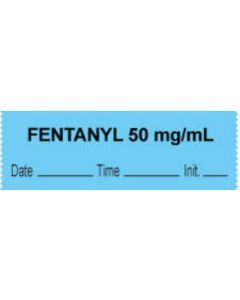 Anesthesia Tape with Date, Time & Initial (Removable) "Fentanyl 50 mg/ml" 1/2" x 500" Blue - 333 Imprints - 500 Inches per Roll