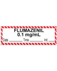 Anesthesia Tape with Date, Time & Initial (Removable) "Flumazenil 0.1 mg/ml" 1/2" x 500" - 333 Imprints - White with Fluorescent Red 500 Inches per Roll