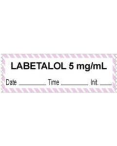 Anesthesia Tape with Date, Time & Initial (Removable) "Labetalol 5 mg/ml" 1/2" x 500" White with Violet - 333 Imprints - 500 Inches per Roll