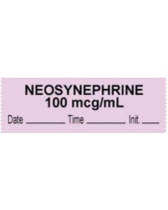 Anesthesia Tape with Date, Time & Initial (Removable) "Neosynephrine 100 mcg" 1/2" x 500" Violet - 333 Imprints - 500 Inches per Roll