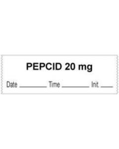 Anesthesia Tape with Date, Time & Initial (Removable) "Pepcid 20 mg" 1/2" x 500" White - 333 Imprints - 500 Inches per Roll