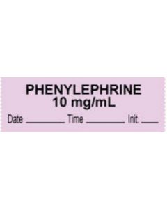 Anesthesia Tape with Date, Time & Initial (Removable) "Phenylephrine 10 mg/ml" 1/2" x 500" Violet - 333 Imprints - 500 Inches per Roll