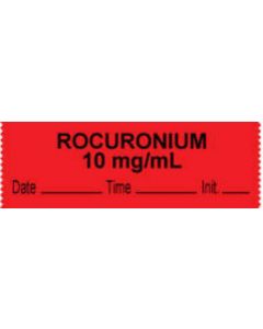 Anesthesia Tape with Date, Time & Initial (Removable) "Rocuronium 10 mg/ml" 1/2" x 500" Fluorescent Red - 333 Imprints - 500 Inches per Roll