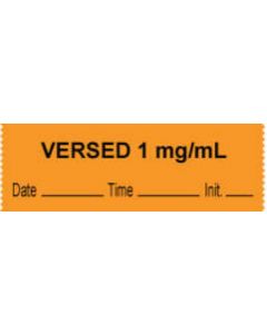 Anesthesia Tape with Date, Time & Initial (Removable) "Versed 1 mg/ml" 1/2" x 500" Orange - 333 Imprints - 500 Inches per Roll