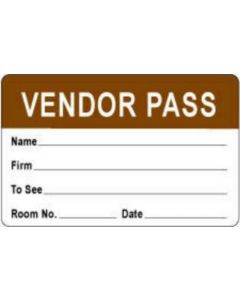 Label Paper Removable Vendor Pass 2 3/4 " x 1", 3/4", Brown, 1000 per Roll