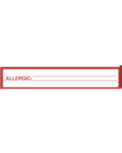 Tape Removable "Allergic:", 1" Core 1" X 500" Imprints White with Red, 500 Inches per Roll