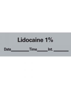 Anesthesia Tape with Date, Time & Initial (Removable) Lidocaine 1% 1/2" x 500" - 333 Imprints - Gray - 500 Inches per Roll