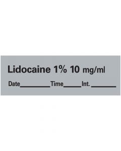 Anesthesia Tape with Date, Time & Initial (Removable) Lidocaine 1% 10 mg/ml" 1 Core 1/2" x 500" - 333 Imprints - Gray - 500 Inches per Roll