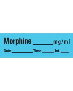 Anesthesia Tape with Date, Time & Initial (Removable) Morphine mg/ml 1/2" x 500" - 333 Imprints - Blue - 500 Inches per Roll