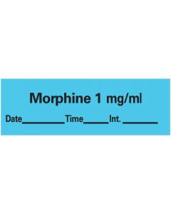 Anesthesia Tape with Date, Time, and Initial Removable Morphine 1 mg/ml 1" Core 1/2" x 500" Imprints Blue 333 500 Inches per Roll