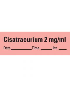 Anesthesia Tape with Date, Time, and Initial Removable CisAtracurium 2 mg/ml 1" Core 1/2" x 500" Imprints Fl. Red 333 500 Inches per Roll