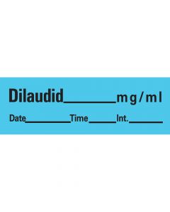 Anesthesia Tape with Date, Time & Initial (Removable) Dilaudid mg/ml 1/2" x 500" - 333 Imprints - Blue - 500 Inches per Roll