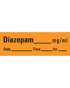 Anesthesia Tape with Date, Time & Initial (Removable) Diazepam mg/ml 1/2" x 500" - 333 Imprints - Orange - 500 Inches per Roll