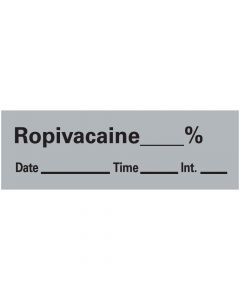 Anesthesia Tape with Date, Time & Initial (Removable) Ropivacaine % 1/2" x 500" - 333 Imprints - Gray - 500 Inches per Roll