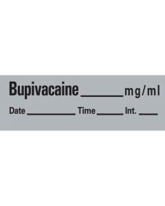 Anesthesia Tape with Date, Time & Initial (Removable) Bupivacaine mg/ml 1/2" x 500" - 333 Imprints - Gray - 500 Inches per Roll