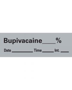 Anesthesia Tape with Date, Time & Initial (Removable) Bupivacaine % 1/2" x 500" - 333 Imprints - Gray - 500 Inches per Roll