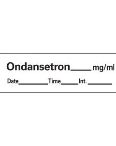 Anesthesia Tape with Date, Time & Initial (Removable) Ondansetron mg/ml 1/2" x 500" - 333 Imprints - White - 500 Inches per Roll