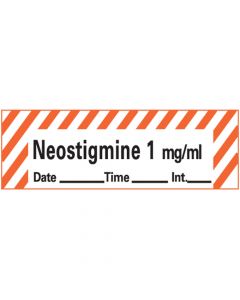 Anesthesia Tape with Date, Time & Initial (Removable) Neostigmine 1" mg/ml 1 Core 1/2" x 500" - 333 Imprints - White with Fluorescent Red - 500 Inches per Roll